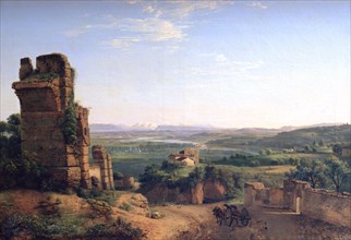 'Roman aqueducts seen on the slopes of Saint Just', c1790-1853. Artist: Jean Michel Grobon