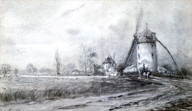'Landscape with Windmill', c1855-1892. Artist: Stanislas Lepine
