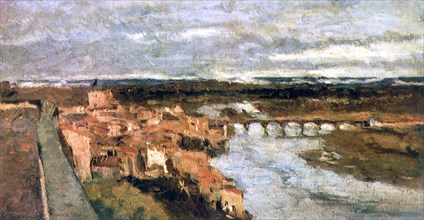 'Landscape with Village and Bridge', c1855-1892. Artist: Stanislas Lepine