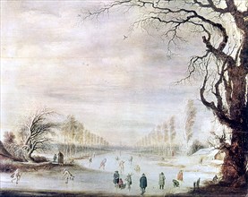 'A Winter Landscape with Ice Skaters', c1606-1643. Artist: Gysbrecht Leytens