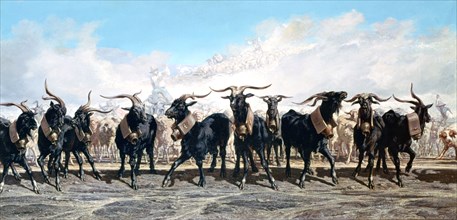 'Let us take out the herd', 1853. Artist: Emile Charles Joseph Loubon