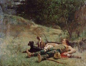 'The rest of a Hunter with Dogs', c1842-1896. Artist: Evariste Vital Luminais