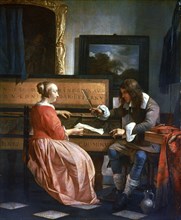 'A Man and a Woman seated by a Virginal', c1649-1667. Artist: Gabriel Metsu