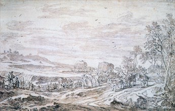 'Landscape with Reapers', c1615-1661. Artist: Pieter Molijn
