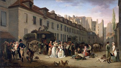 'The Arrival of a Stagecoach at the Terminus, rue Notre-Dame-des-Victoires, Paris, 1803', 1803-1845. Artist: Louis Leopold Boilly