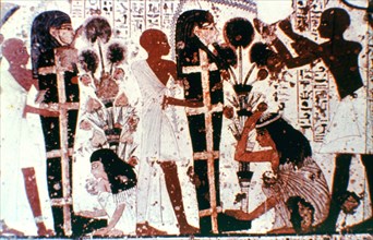 Purification of Mummies, detail from a temple wall painting, Thebes, Egypt. Artist: Unknown