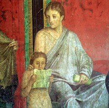 Fresco Detail, Young Girl Reading, 1st Century BC. Creator: Unknown.