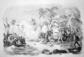 Death of Captain Cook, 1779 (c1819). Artist: Jacques Etienne Victor Arago