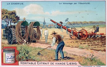 The plough, tilling by using electricity, c1900. Artist: Unknown