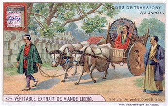 Modes of transport in Japan, convey of a Buddhist priest, 19th century. Artist: Unknown