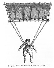 The Parachute of Fauste Veranzio, 1617, (1887). Creator: Gaston Tissandier.