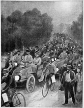 Night of the departure, Paris to Vienna race, 1902. Artist: Unknown