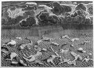 Scene of the Deluge, 1675. Artist: Athanasius Kircher
