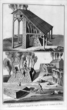 Mineralogy, extracting sulphur from pyrites, 1751-1777. Artist: Unknown