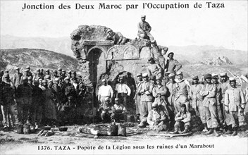 French Foreign Legion by some Marabout ruins, Taza, Morocco, 1904. Artist: Unknown