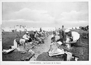 French Foreign Legion doing their washing, Casablanca, Morocco, 20th century. Artist: Boussuge