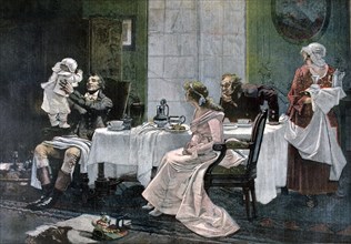 'The luncheon of Camille Desmoulins', 1892. Artist: Leopold Flameng