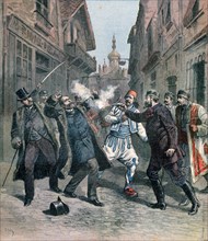 Assasination of M Beltchef in the presence of Mr Stambouloff, Bulgaria, 1891. Artist: Henri Meyer