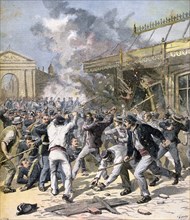 The riot in Bordeaux, Aquitaine, 1891. Artist: Henri Meyer