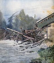 Railway accident, Munchenstein, Switzerland, 14th July 1891. Artist: Unknown