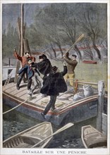 Fight on a barge, 1902. Artist: Unknown