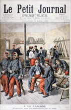 'In the Barracks, Preparation for Manoeuvres in the Snow', 1895. Artist: Frederic Lix
