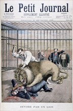 Lion attack, 1895. Artist: Henri Meyer