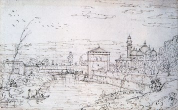 'Bridge over the River and Santa Giustina', c1740-1780. Artist: Bernardo Bellotto