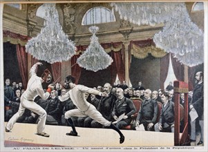 Fencing in front of the President of the Republic, Palais de l'Élysée, 1895. Artist: F Meaulle