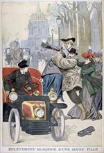 Kidnapping of a young woman in Paris, 1902. Artist: Unknown