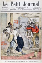 The Lynching in a prison of a black man and the assassination of a white woman tied to him, 1902. Artist: Unknown