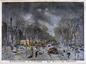 A cyclone in Paris, Place du Châtelet, 1896. Artist: Henri Meyer