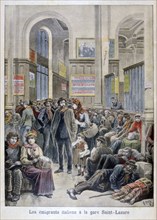 Italian emigrants at the Gare Saint-Lazare, Paris, 1896. Artist: Henri Meyer