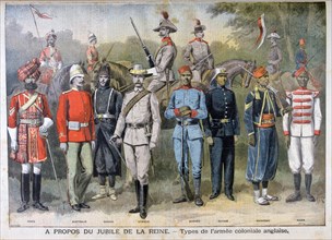 Military uniforms of the British colonial army, 1897. Artist: Henri Meyer