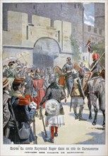 The entry of the Comte Raymond Roger into Carcassonne, France, 1898. Artist: F Meaulle