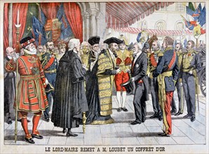 The London's Lord mayor gives has Mr Loubet a gold box, 1903. Artist: Unknown