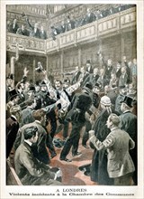 In London, Violent incident in the Chamber of Commons, 1901. Artist: Unknown