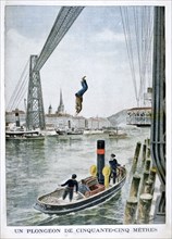 Person plunges 55 Metres from Portside, Rouen, 1901. Artist: Unknown