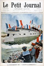 The launching of the armoured cruiser 'Leon Gambetta', France, 1901. Artist: Unknown