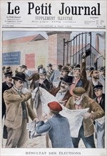 Reading election results in the newspaper, Paris, 1902. Artist: Unknown