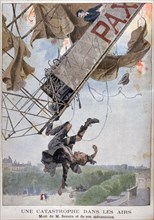 The death of the aviator  Auguste Severo over Paris, 1902. Artist: Unknown
