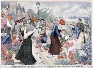 Spring flowers in a market, Paris, 1903. Artist: Unknown