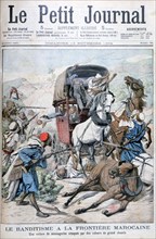 Bandits attacking a mail coach on the Moroccan frontier, 1904. Artist: Unknown
