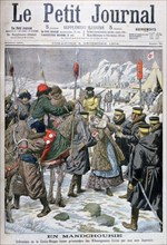 Russian nurse taken prisoner by the Manchus being handed over to the Japanese, Manchuria, 1904. Artist: Unknown