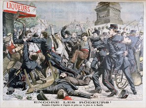 Armed criminals fighting with the police, Place de la Bastille, Paris, 1904. Artist: Unknown