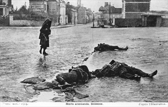 Dead German soldiers, Soissons, France, 1914. Artist: Unknown