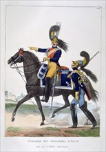 Uniform of the elite gendarmes of the royal guard, France, 1823.  Artist: Charles Etienne Pierre Motte