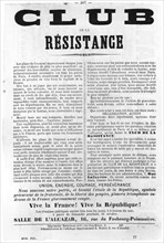 Club de la Resistance, from French Political posters of the Paris Commune,  May 1871. Artist: Unknown