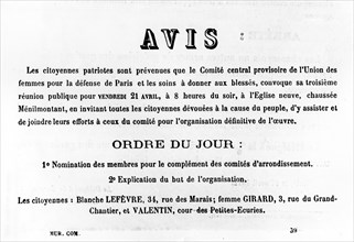 Avis, from French Political posters of the Paris Commune,  May 1871. Artist: Unknown