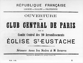 Club Central de Paris, from French Political posters of the Paris Commune,  May 1871. Artist: Unknown